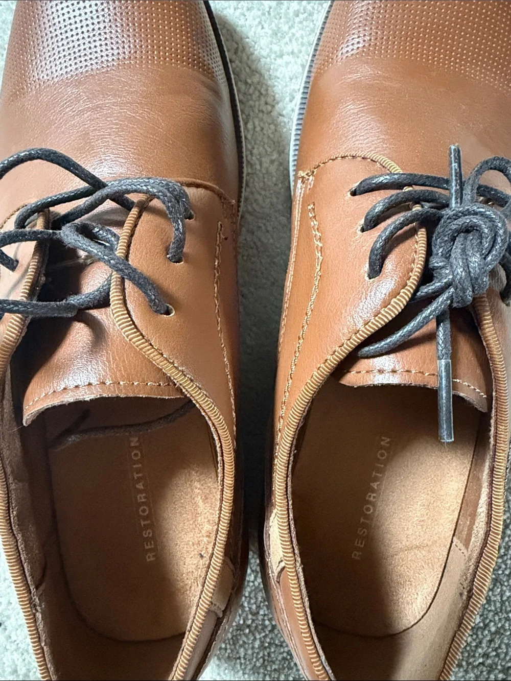 Restoration Hardware Brown Leather Derby Shoes with Dark Laces